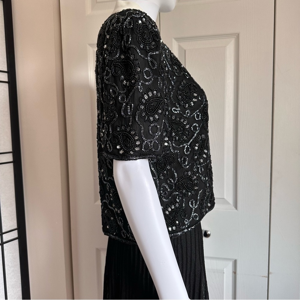 NWT Vintage Laurence Kazar Blazer Sequin Silk Beaded Beads Sequins Open Jacket M - Picture 16 of 17